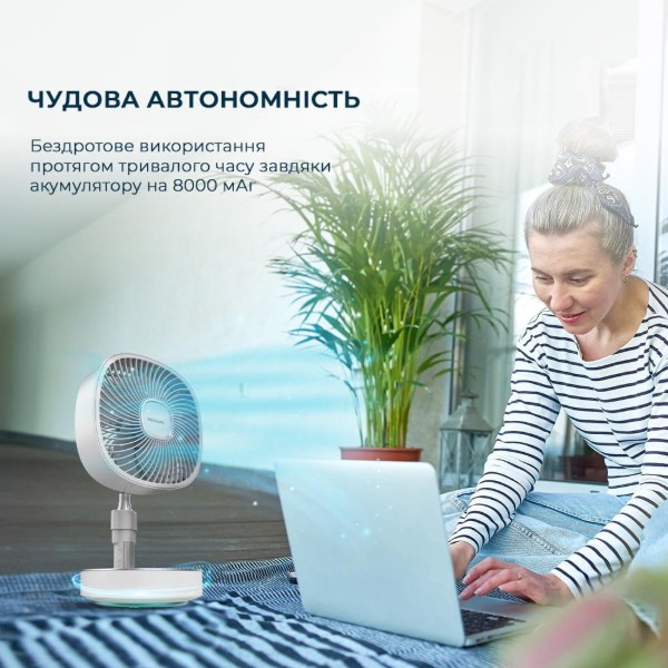 Фото - Вентилятор портативний Cecotec Telescopic fan EnergySilence 1000 FoldAir Portable (CCTC-08361)