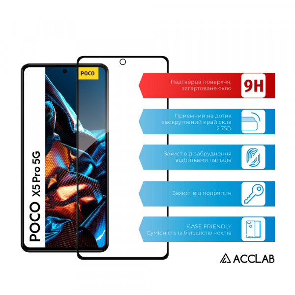 Фото - Захисне скло для смартфону ACCLAB Full Glue for Xiaomi Poco X5 Pro Black (1283126567384)