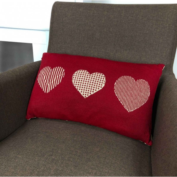 Фото - Подушка декоративная Прованс вязаная 30х45 Сердца (025051)