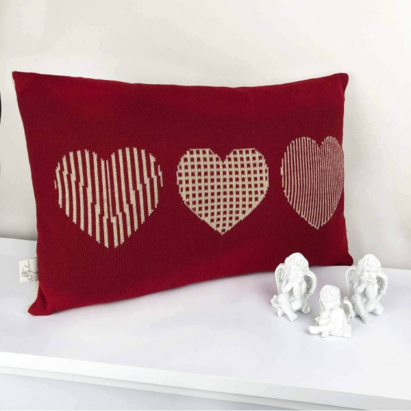 Фото - Подушка декоративная Прованс вязаная 30х45 Сердца (025051)
