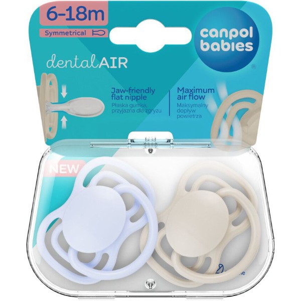 Фото - Симетрична пустушка Canpol babies 6-18 міс DENTAL AIR 2 шт. - блакитна (23/226_blu)