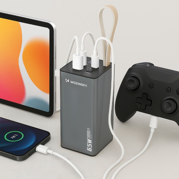 Фото - Батарея мобільна Wozinsky K65+ 65W 30000mAh 2x USB-C, 1x USB-A 65W Gray (5907769364457)