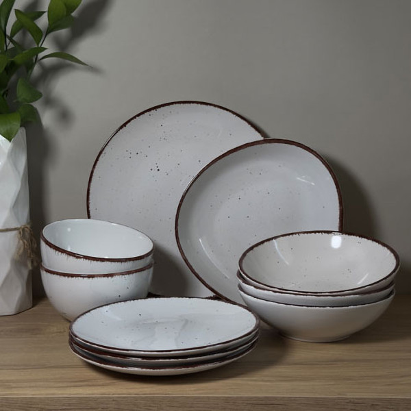 Фото - Тарілка обідня PORLAND NATURE LOOK OFF-WHITE 23 см (4139224)