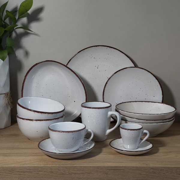 Фото - Тарілка обідня PORLAND NATURE LOOK OFF-WHITE 23 см (4139224)