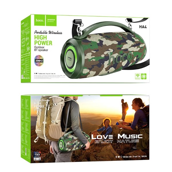 Фото - Портативная акустика HOCO HA4 Surge outdoor BT speaker camouflage green (6942007612272)