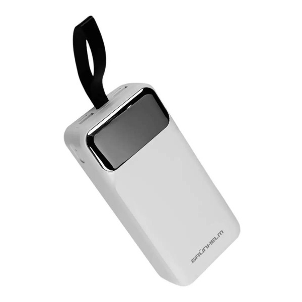 Фото - Батарея мобільна Grunhelm 30.000 mAh White швидка зарядка 22.5W (GP-30WQC)