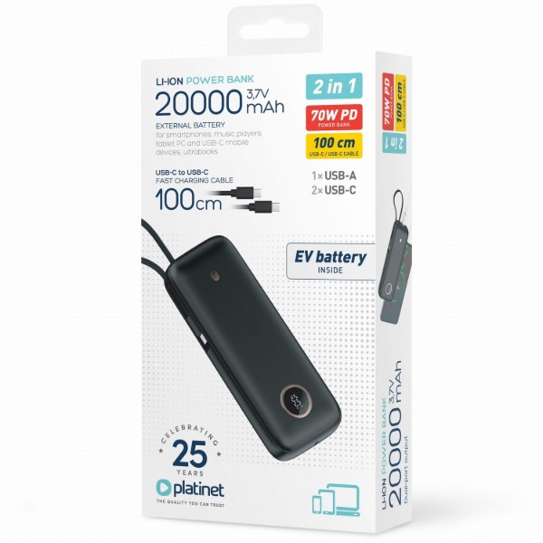 Фото - Батарея мобільна Platinet 20000 mAh 70W (PMPB2070)