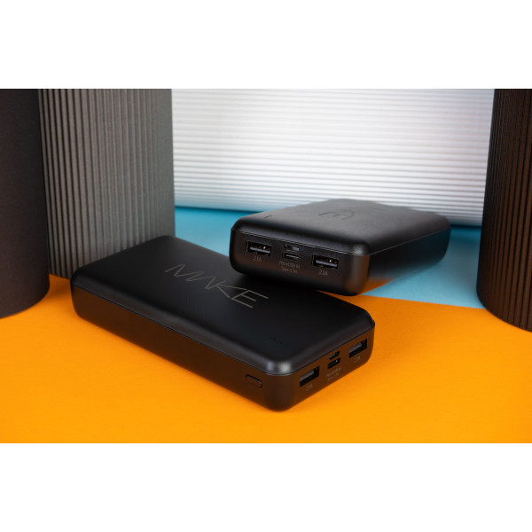 Фото - Батарея мобільна MAKE Power Bank 20000 mAh 2A+2A Black (MPB-205BK)