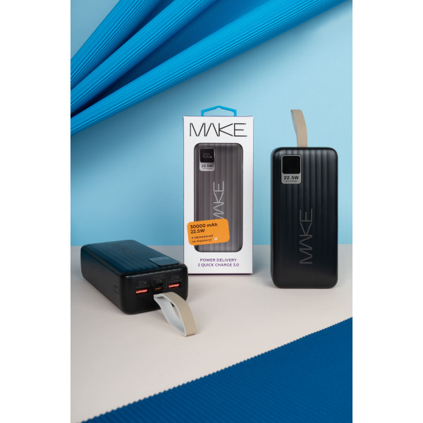 Фото - Батарея мобільна MAKE 22.5W PD+QC 30000 mAh Black (MPB-301BK)
