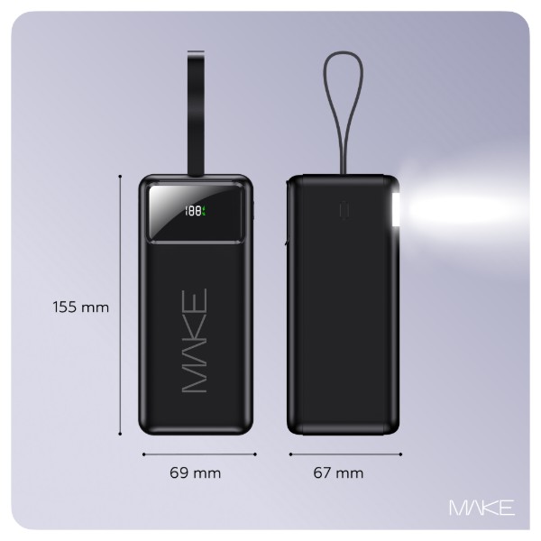 Фото - Батарея мобільна MAKE 50000mAh 22.5W Black (MPB-502BK)