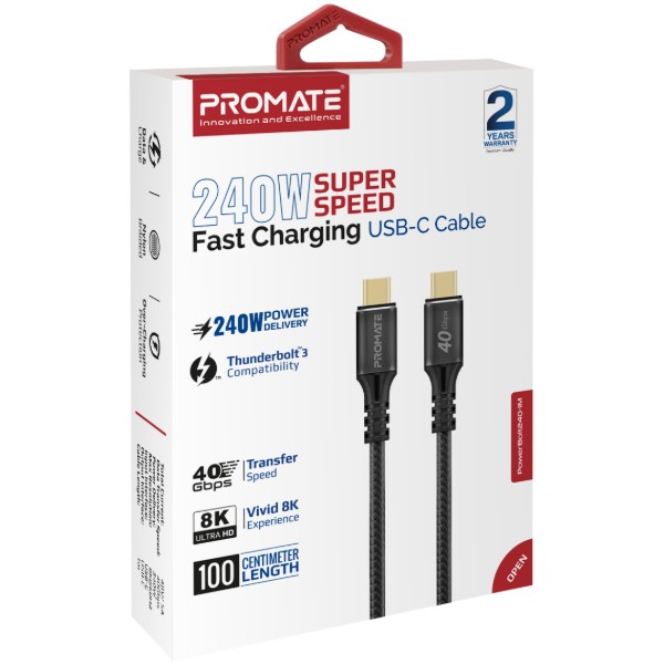Фото - Кабель Promate Powerbolt240-1m Black