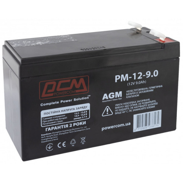 Фото - Аккумулятор для ИБП Powercom 12V, 9.0 A (PM-12-9.0)
