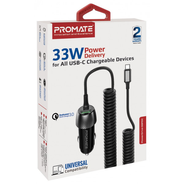 Фото - Автомобільний зарядний пристрій Promate Powerdrive-33pdc.Black