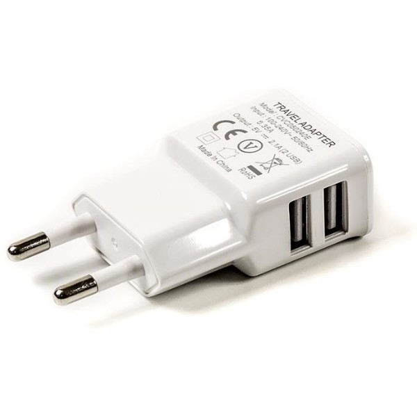 Фото - Мережевий зарядний пристрій PowerPlant 1xUSB 2.1A White (DV00DV5042)