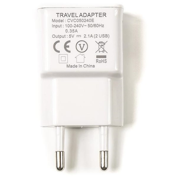Фото - Мережевий зарядний пристрій PowerPlant 1xUSB 2.1A White (DV00DV5042)