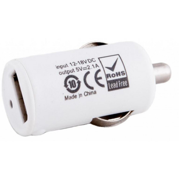 Фото - Автомобільний зарядний пристрій PowerPlant 1xUSB 2.1A White (DV00DV5037)