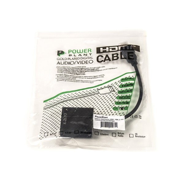 Фото - Переходник PowerPlant HDMI - VGA 0.15m Black (CA910885)