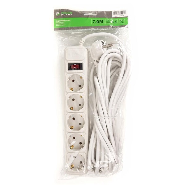 Фото - Сетевой фильтр PowerPlant JY-1056/7 (PPSA10M70S5) 5 розеток 7 м White