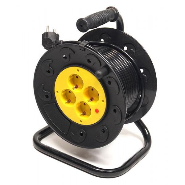Фото - Удлинитель 220В PowerPlant JY-2002/15 (PPRA10M150S4) 4 розетки 15m Black-Yellow
