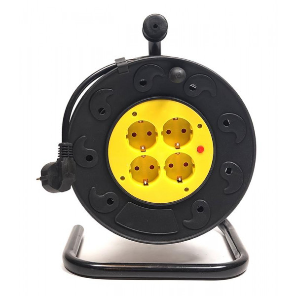 Фото - Удлинитель 220В PowerPlant JY-2002/15 (PPRA10M150S4) 4 розетки 15m Black-Yellow