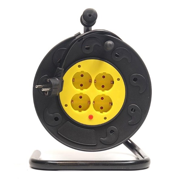 Фото - Подовжувач 220В PowerPlant JY-2002/20 (PPRA10M200S4) 4 розетки 20m Black-Yellow
