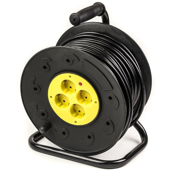 Фото - Удлинитель 220В PowerPlant JY-2002/50 (PPRA10M500S4) 4 розетки 50m Black-Yellow