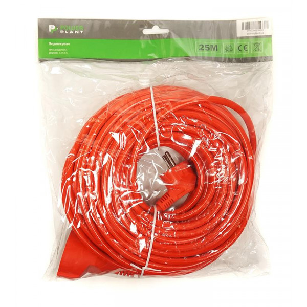 Фото - Подовжувач 220В PowerPlant JY-3024/25 (PPCA10M250S1) 1 розетка 25m Orange
