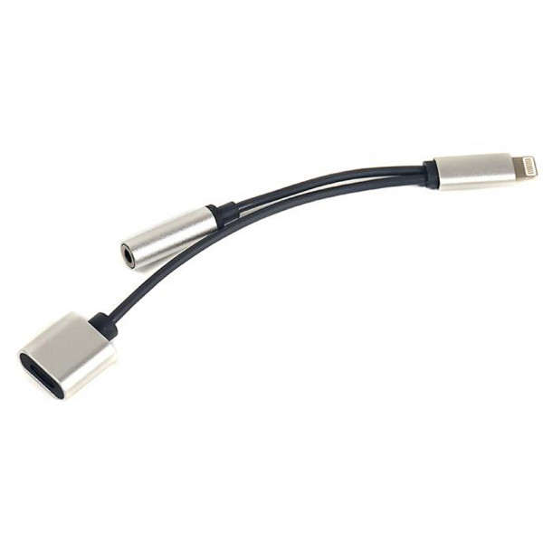 Фото - Переходник аудио PowerPlant Lightning-Audio 3.5mm 0.1m Silver (CA910410)
