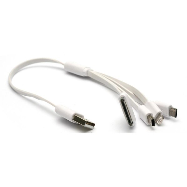 Фото - Кабель PowerPlant USB-microUSB-miniUSB-Lightning-Apple 30pin 0.5m White (KABUSBALL)