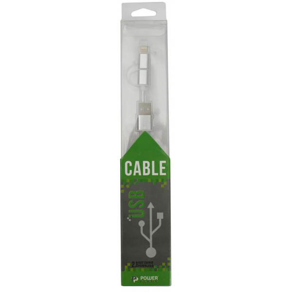 Фото - Кабель синхронізації даних PowerPlant USB 2.0-MicroUSB-Lightning 1m Silver (KD00AS1290)