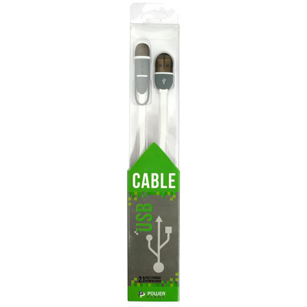 Фото - Кабель синхронізації даних PowerPlant USB 2.0-MicroUSB-Lightning 1m White (KD00AS1292)
