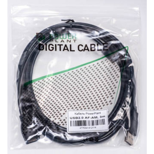 Фото - Кабель USB type A - USB type A PowerPlant USB 2.0 AF – AM 3 м One Ferrite (KD00AS1211)
