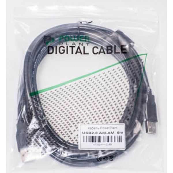 Фото - Кабель USB type A - USB type A PowerPlant USB 2.0 AM– AM 5m One Ferrite (KD00AS1216)