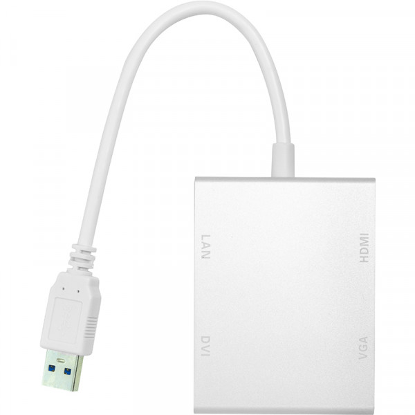 Фото - Уцінка - Перехідник PowerPlant USB 3.0 - HDMI, DVI, VGA, RJ45 Gigabit Ethernet (CA912087)