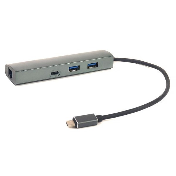 Фото - Перехідник USB-C - USB PowerPlant USB 3.0 2 порта + 1 порт Type-C USB 3.1 + Gigabit Ethernet (CA910557)