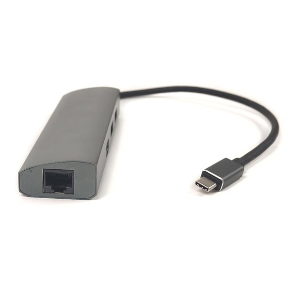 Фото - Перехідник USB-C - USB PowerPlant USB 3.0 2 порта + 1 порт Type-C USB 3.1 + Gigabit Ethernet (CA910557)