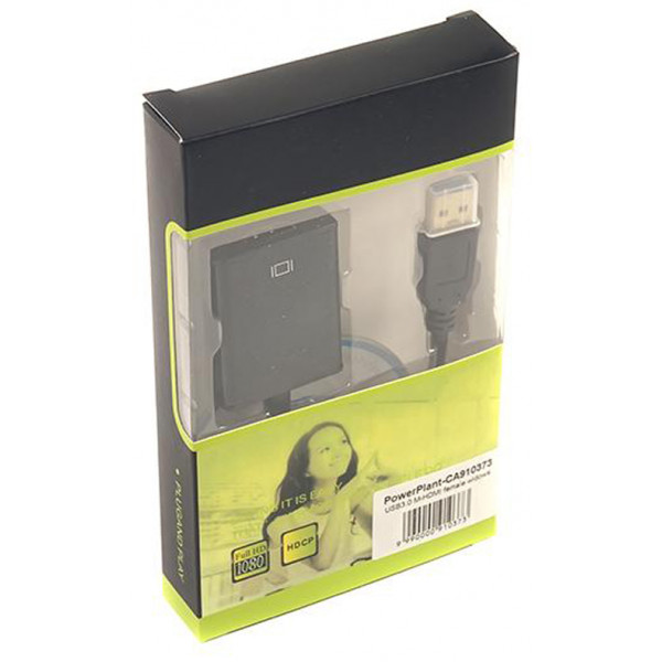 Фото - Перехідник HDMI PowerPlant USB 3.0 AM - HDMI FM 0.15m Black (CA910373)