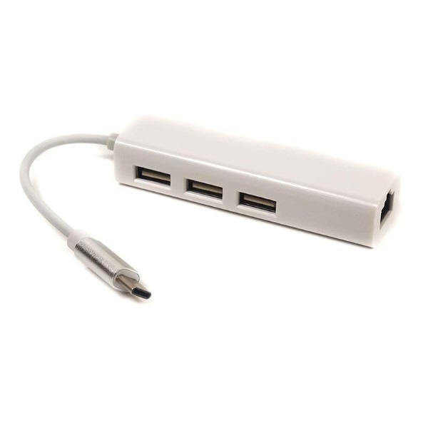 Фото - Уцінка - Перехідник PowerPlant USB 3.1 Type-C - 3 порта USB 2.0 + Ethernet (CA910397) #