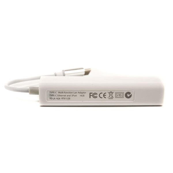 Фото - Уцінка - Перехідник PowerPlant USB 3.1 Type-C - 3 порта USB 2.0 + Ethernet (CA910397) #