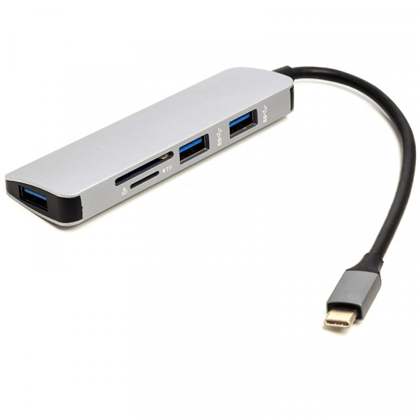 Фото - Хаб USB PowerPlant USB Type-C - 3xUSB 3.0 Ports + TF/SD Card Reader (CA912100)