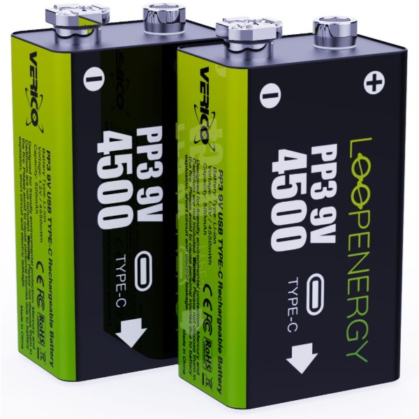 Фото - Аккумулятор тип AA Verico Loop Energy 9V USB Type-C 500mAh Li-ion 2 шт. (1UDBT-A3WEB2-NN)