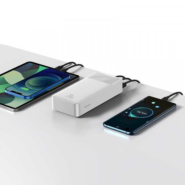 Фото - Батарея мобильная Baseus Bipow 20W 30000mAh USB-C 2xUSB QC 3.0 White (PPDML-N02)