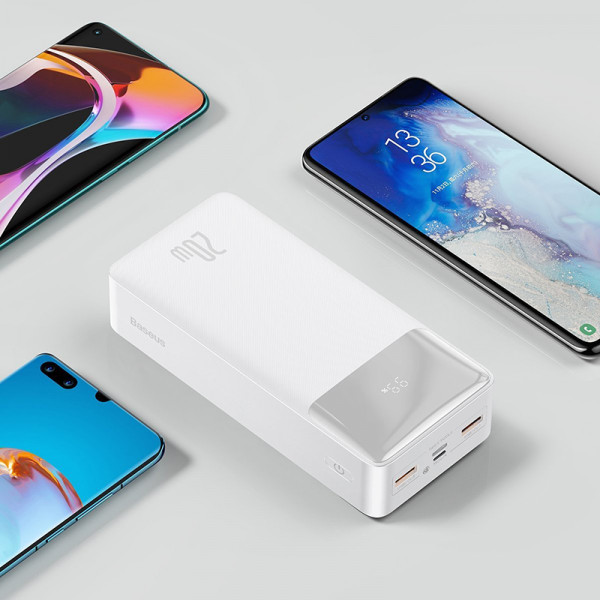 Фото - Батарея мобильная Baseus Bipow 20W 30000mAh USB-C 2xUSB QC 3.0 White (PPDML-N02)