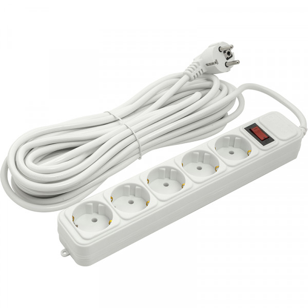 Фото - Мережевий фільтр PowerPlant JY-1056/10 (PPSA10M100S5) 5 розеток 10 м White