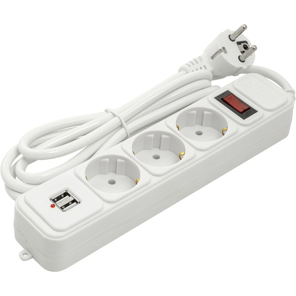 Фото - Мережевий фільтр PowerPlant JY-1054U/1.8 (PPSA10M18S3U) 3 розетки 2xUSB 1.8 м
