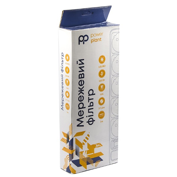 Фото - Мережевий фільтр PowerPlant JY-1056/7 (PPSA10M70S5B) 5 розеток 7 м White