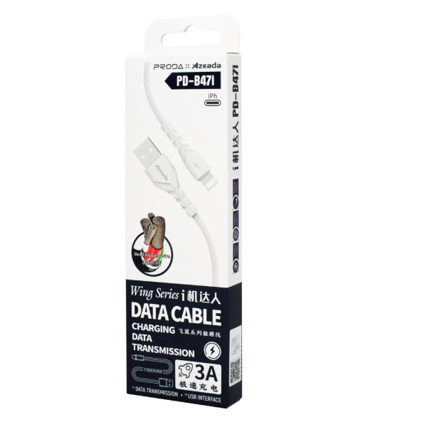 Фото - Кабель Proda PD-B47i Lightning Quick Charge 3А White (PD-B47i-WHT)