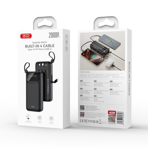 Фото - Батарея мобільна XO PR279 20000mAh 10W Black