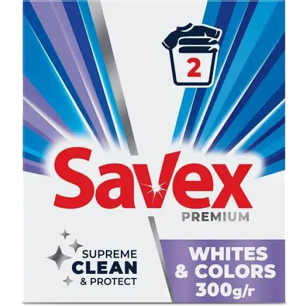 Фото - Стиральный порошок SAVEX Whites&Colors голубой Premium 300 г (3800024049224) Фото - Стиральный порошок SAVEX Whites&Colors голубой Premium 300 г (3800024049224)