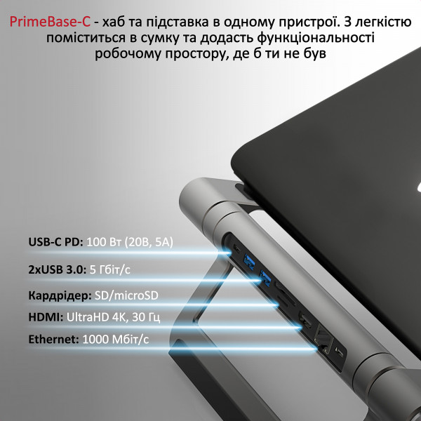 Фото - Хаб USB Promate Rrimebase-c.Grey